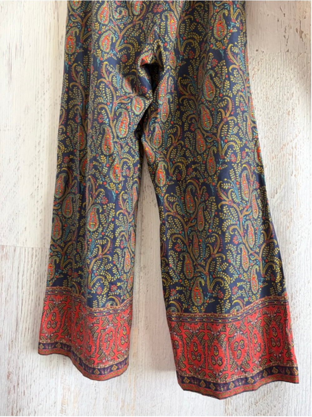 Women's Sundance Navy Red Paisley Wide Leg Pants M - Picture 10 of 11